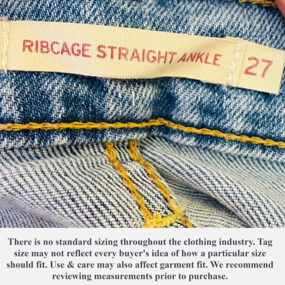 Levi’s Ribcage Straight Ankle Jeans Womens 27x27 Button Fly Denim High Rise - Picture 10 of 15